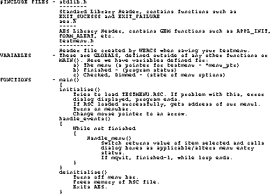 TESMENU source listing